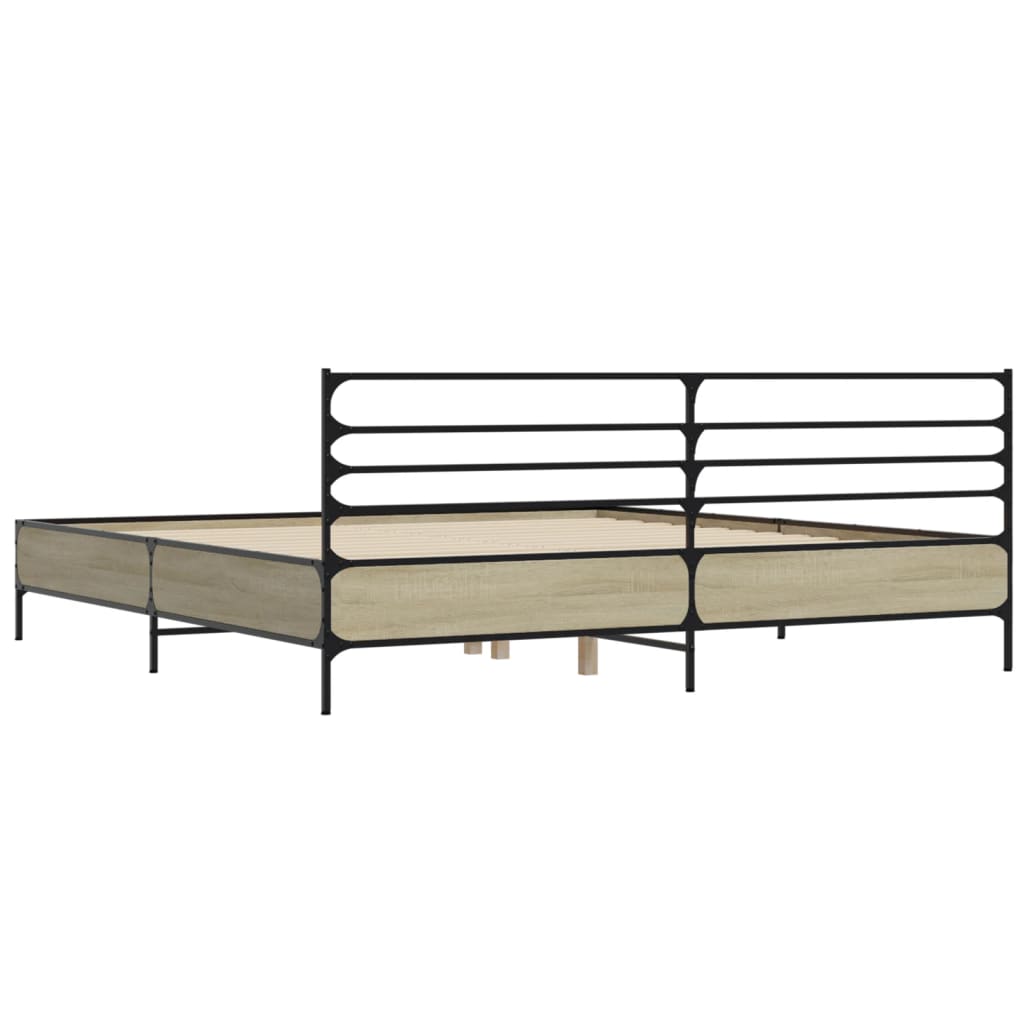 Bed frame without mattress sonoma oak 200x200 cm