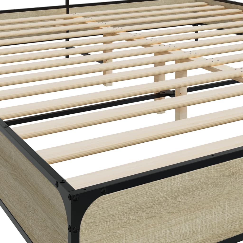 Bed frame without mattress sonoma oak 200x200 cm