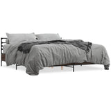 Bed frame without mattress brown oak 200x200 cm