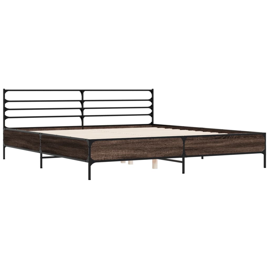 Bed frame without mattress brown oak 200x200 cm