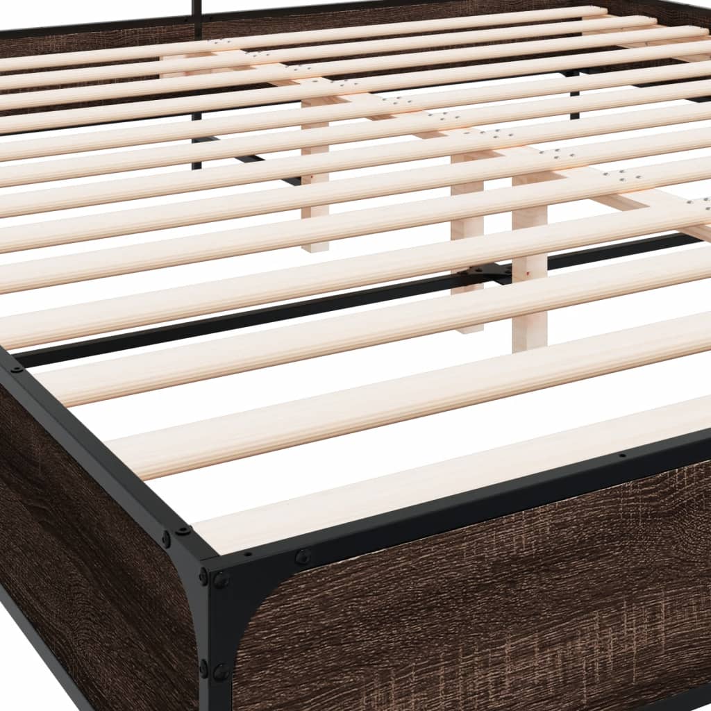 Bed frame without mattress brown oak 200x200 cm