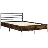 Bed frame without mattress smoked oak 120x190 cm