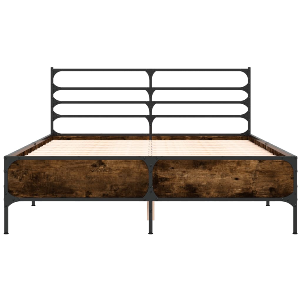 Bed frame without mattress smoked oak 120x190 cm