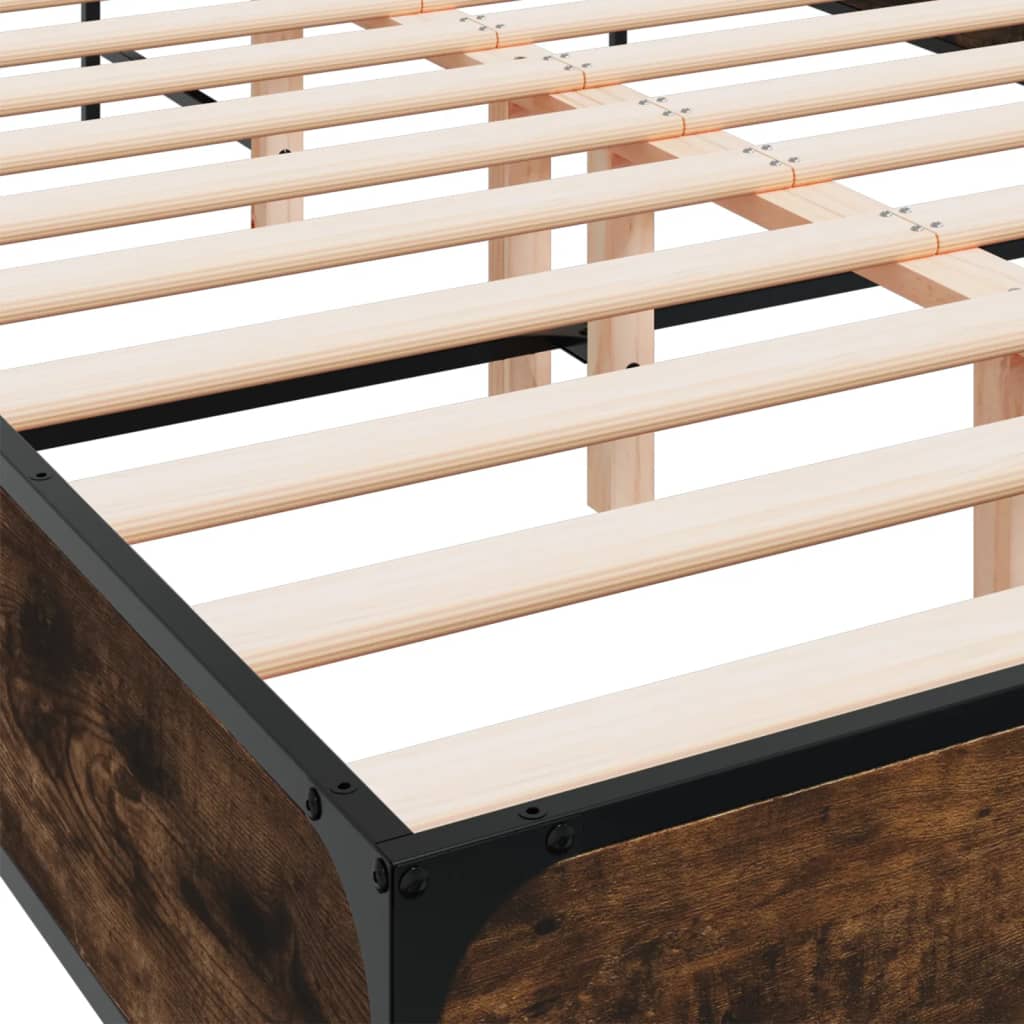 Bed frame without mattress smoked oak 120x190 cm