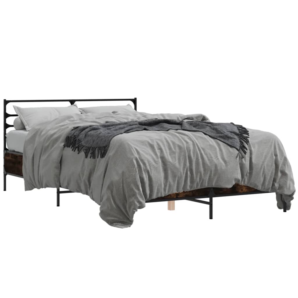 Cadre de lit sans matelas chêne fumé 135x190 cm