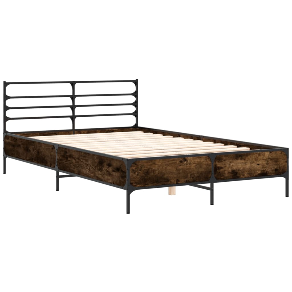 Cadre de lit sans matelas chêne fumé 135x190 cm