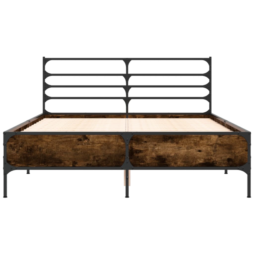 Cadre de lit sans matelas chêne fumé 135x190 cm