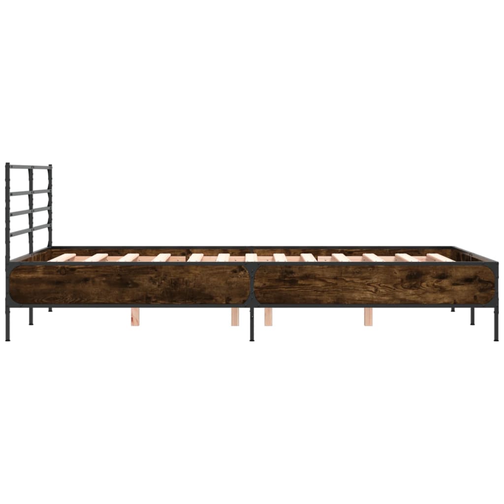 Cadre de lit sans matelas chêne fumé 135x190 cm