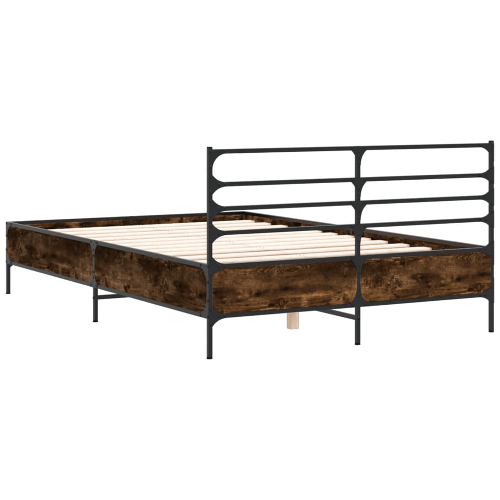 Cadre de lit sans matelas chêne fumé 135x190 cm