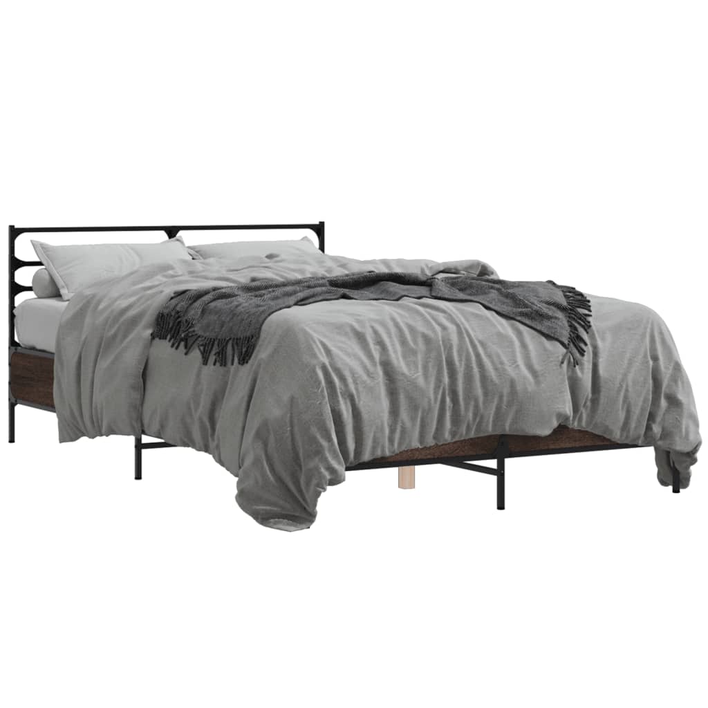 Cadre de lit sans matelas chêne marron 135x190 cm