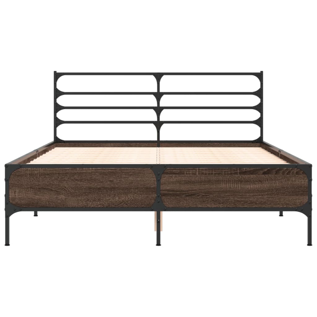 Cadre de lit sans matelas chêne marron 135x190 cm