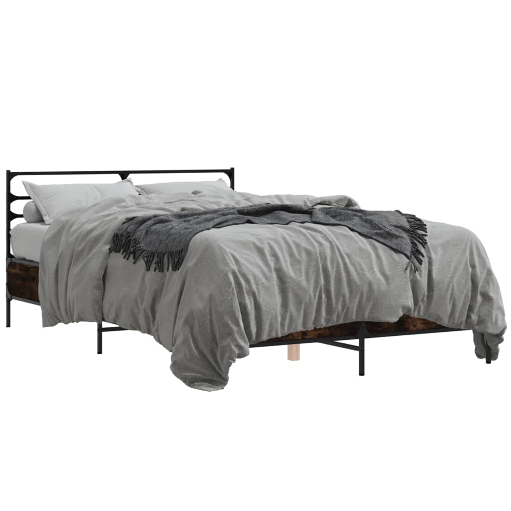 Cadre de lit sans matelas chêne fumé 140x190 cm