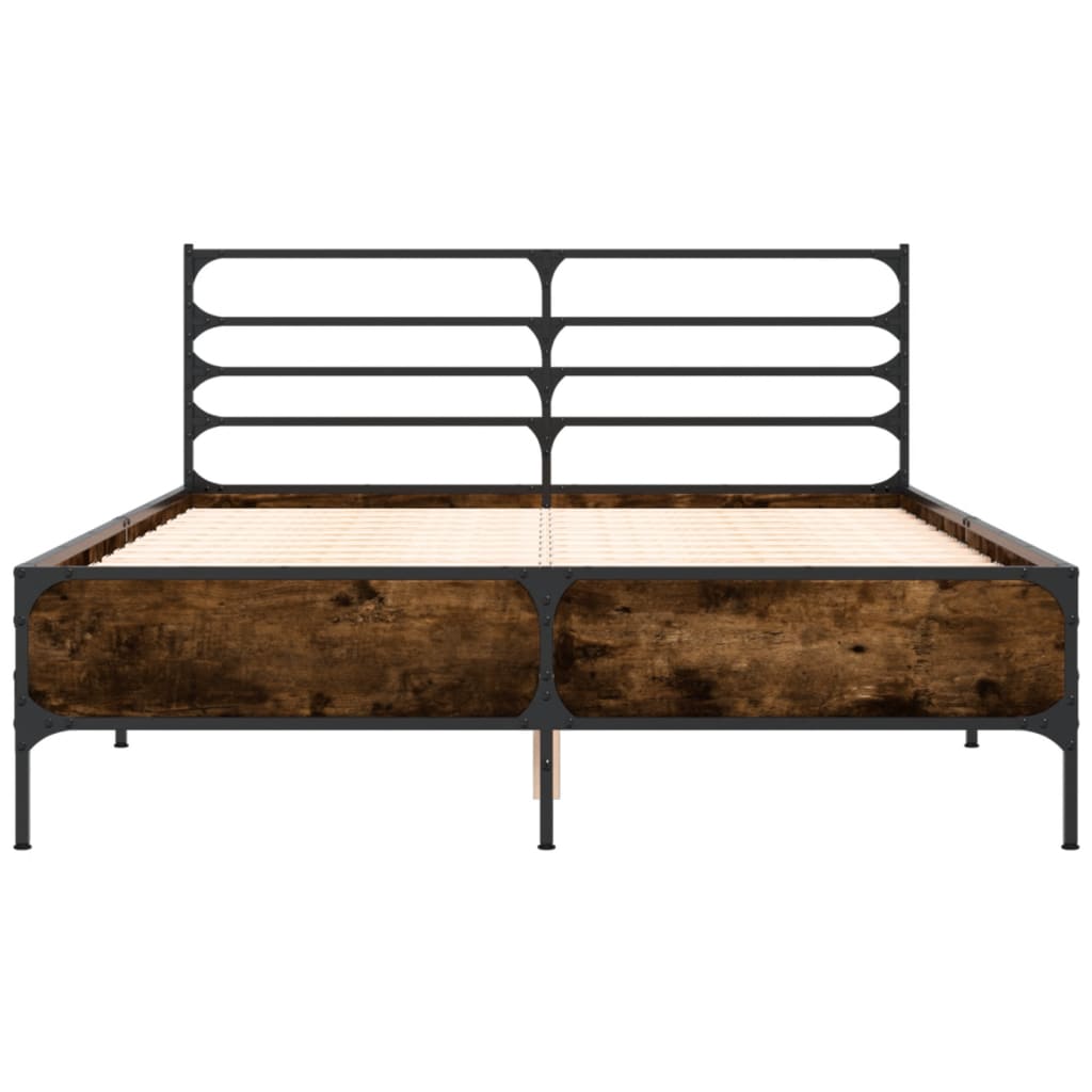 Cadre de lit sans matelas chêne fumé 140x190 cm