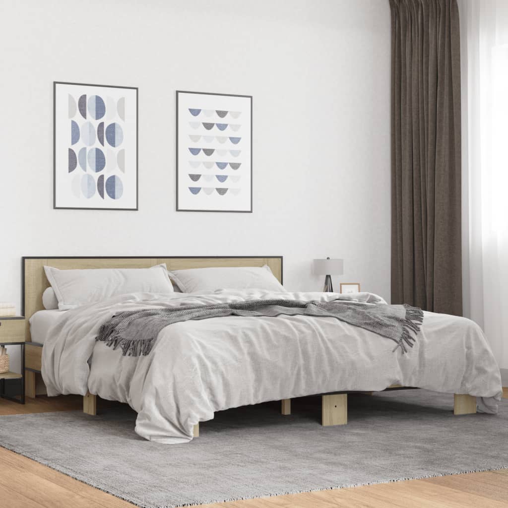 Bed frame without mattress sonoma oak 200x200 cm