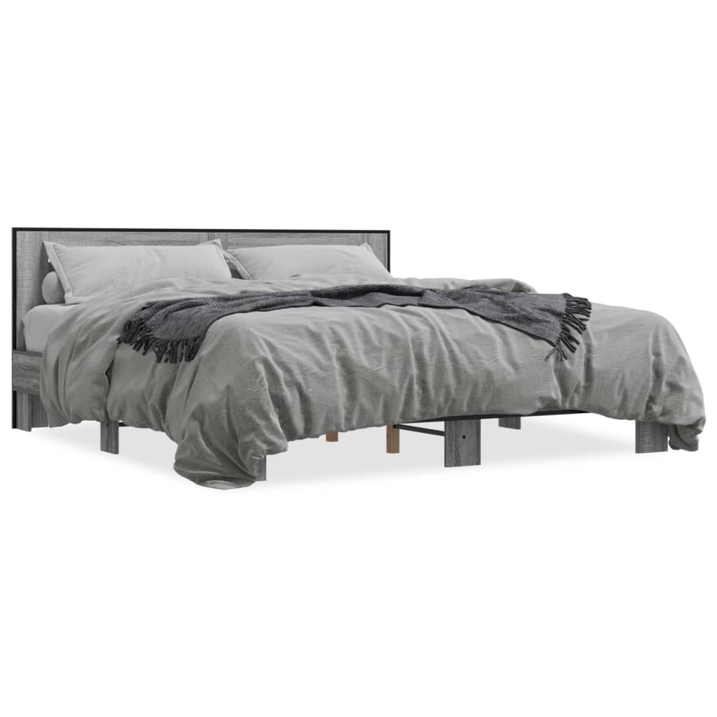 Bed frame without mattress sonoma gray 200x200 cm