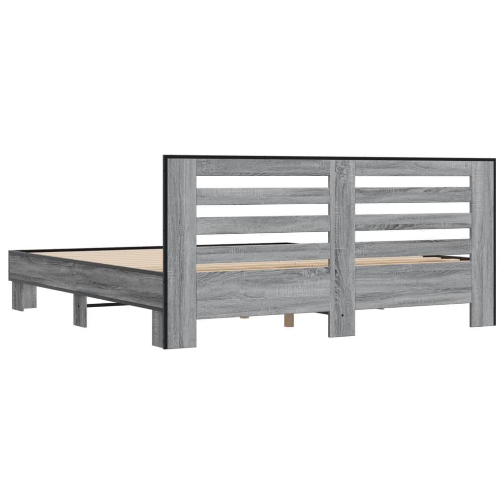 Bed frame without mattress sonoma gray 200x200 cm