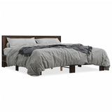 Bed frame without mattress brown oak 200x200 cm