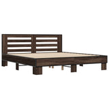 Bed frame without mattress brown oak 200x200 cm