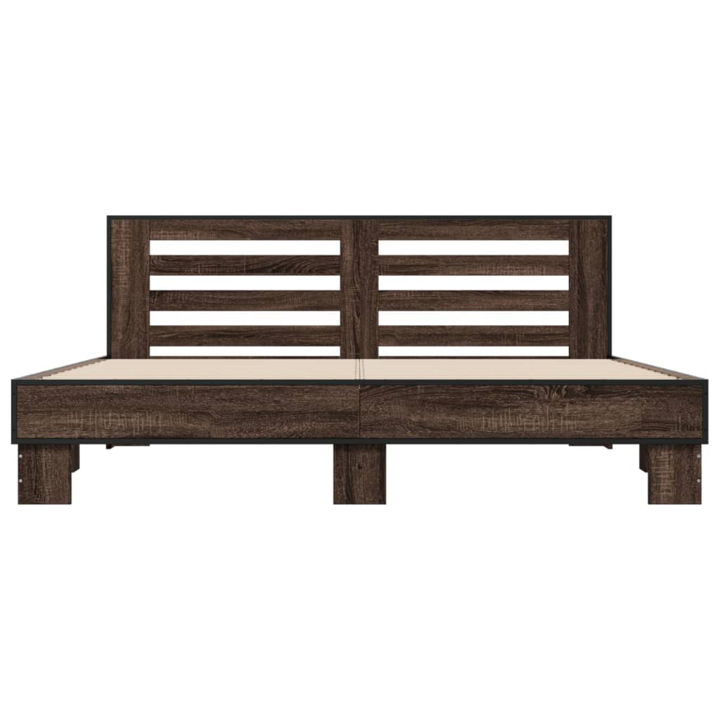 Bed frame without mattress brown oak 200x200 cm