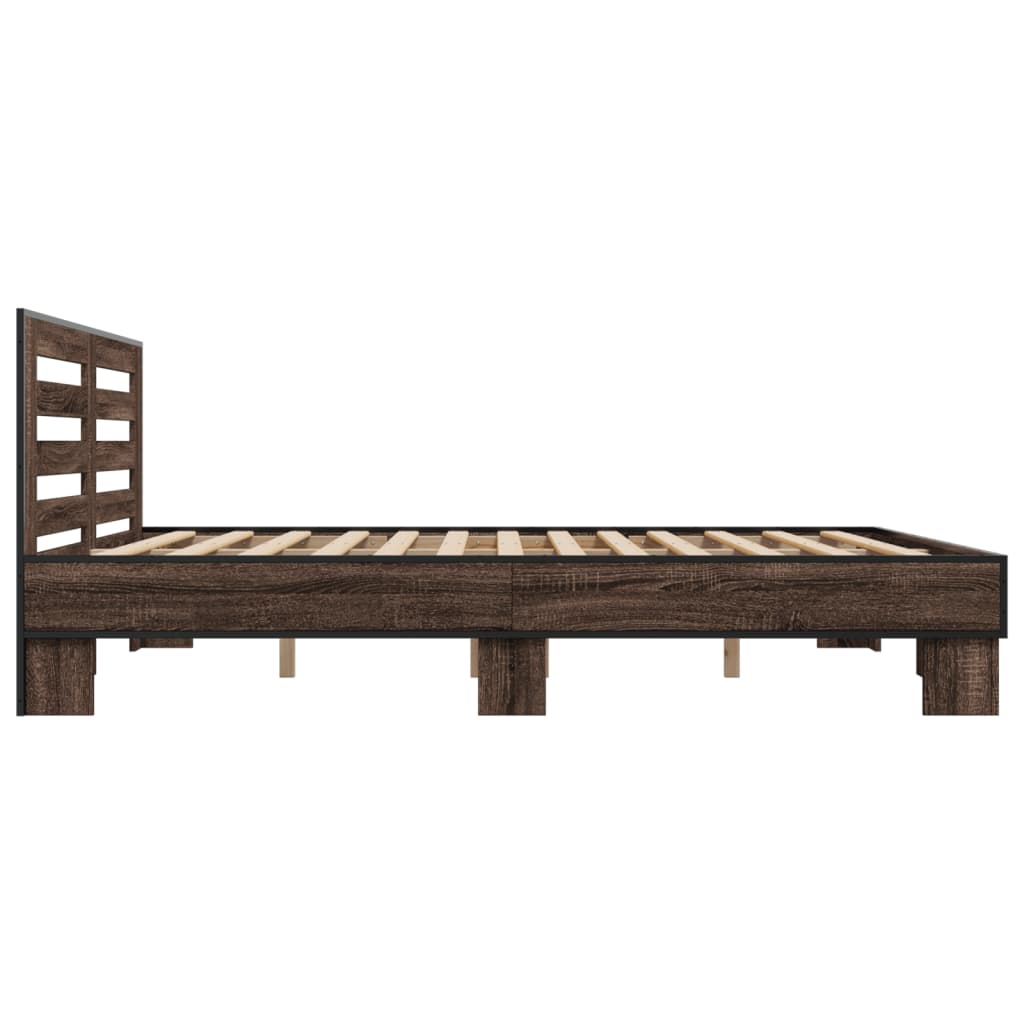 Bed frame without mattress brown oak 200x200 cm