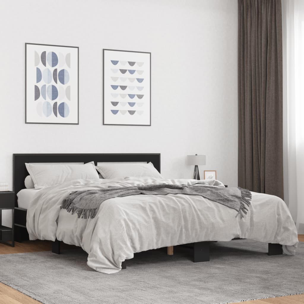 Cadre de lit sans matelas noir 150x200 cm