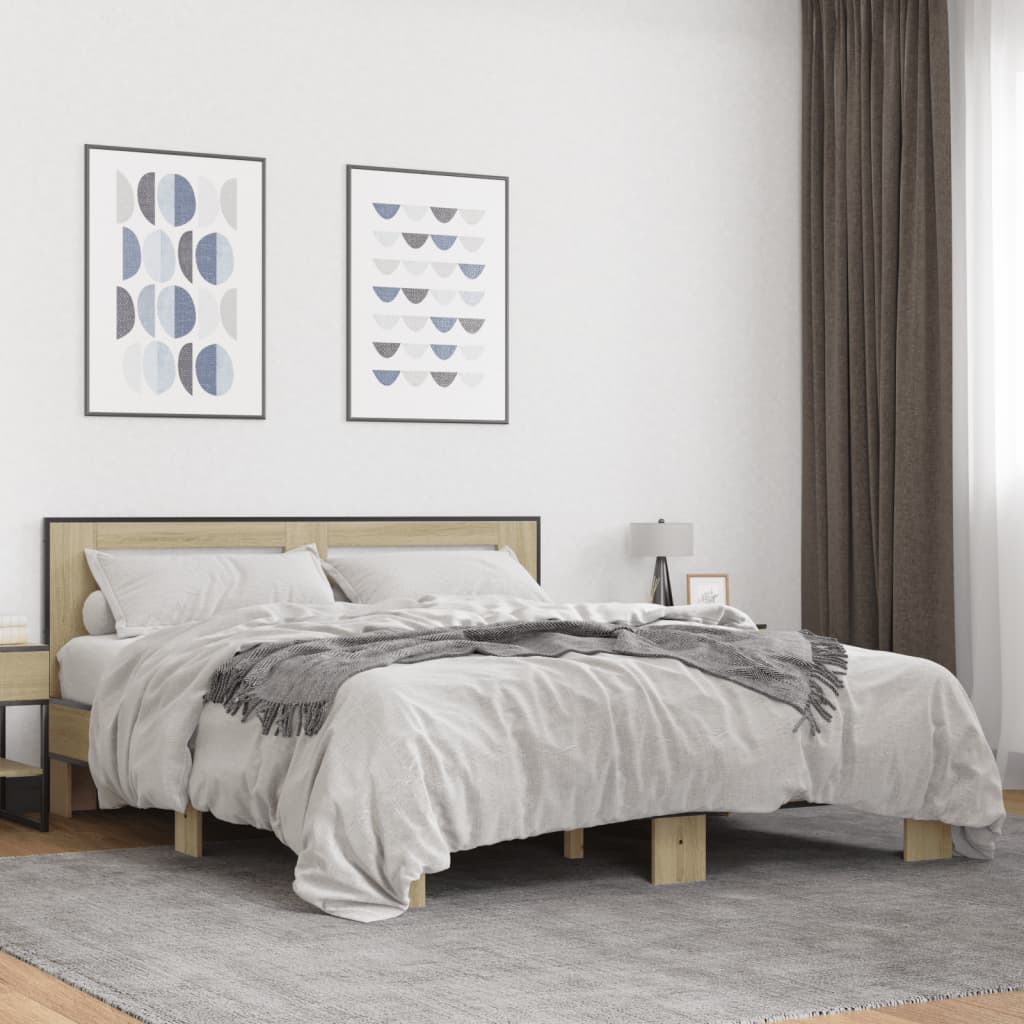 Cadre de lit sans matelas chêne sonoma 150x200 cm