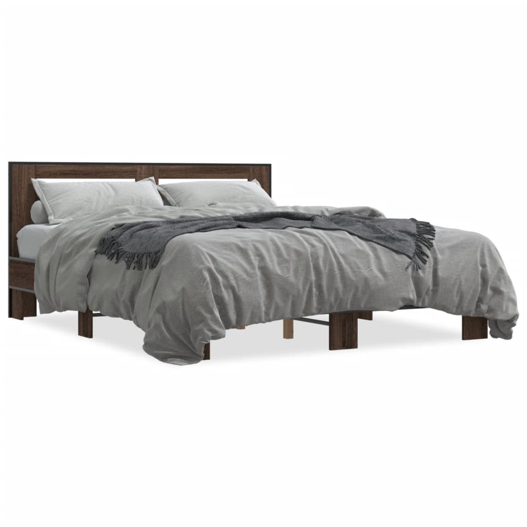 Cadre de lit sans matelas chêne marron 150x200 cm