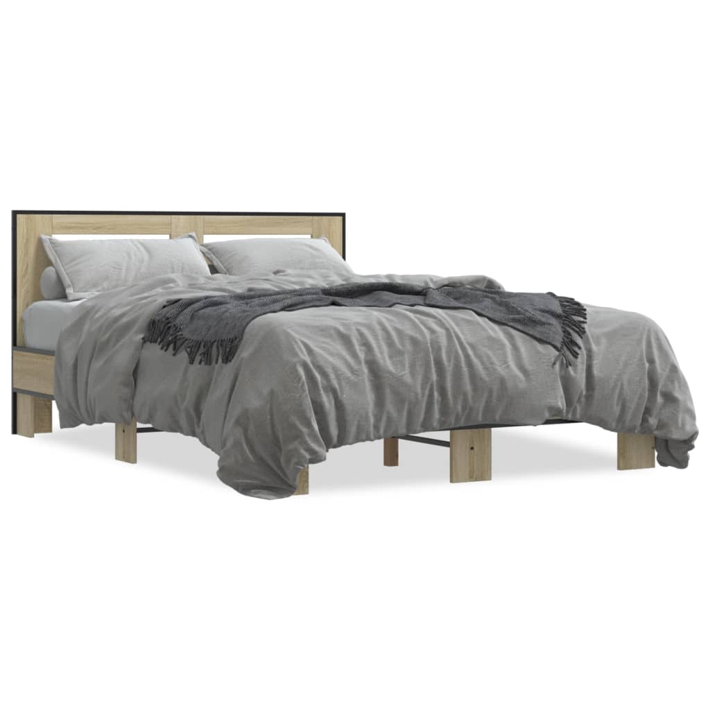 Bed frame without mattress sonoma oak 140x200 cm