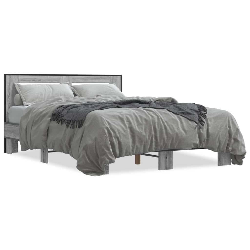 Bed frame without mattress sonoma gray 140x200 cm