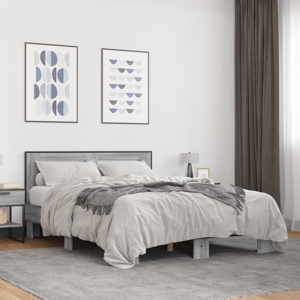 Bed frame without mattress sonoma gray 140x200 cm