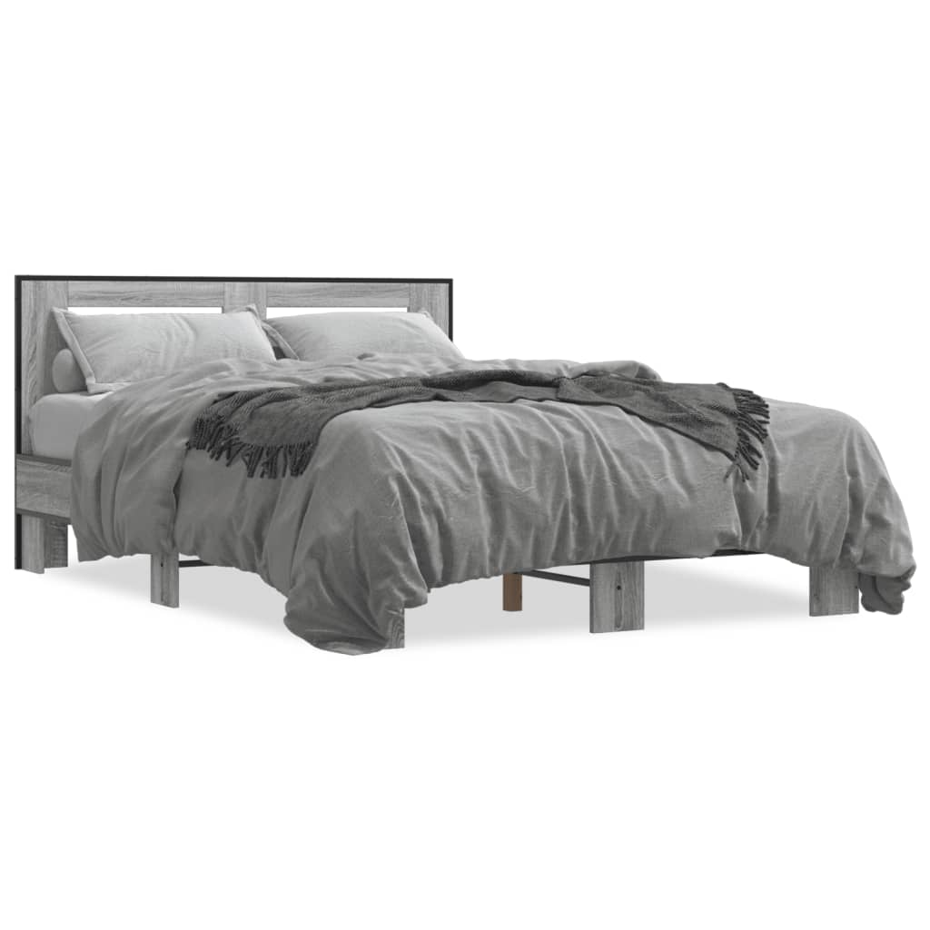 Bed frame without mattress sonoma gray 140x190 cm