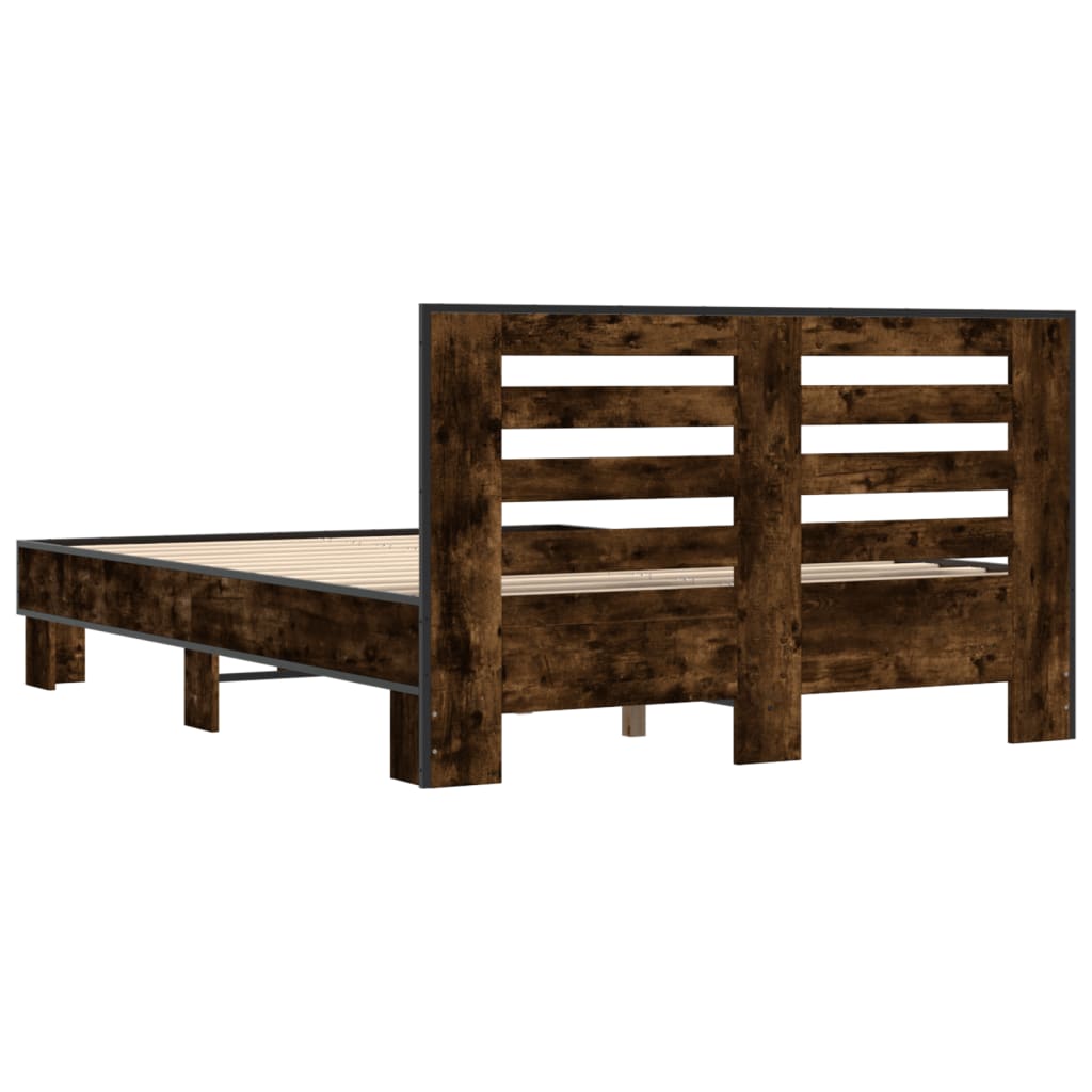 Bed frame without mattress smoked oak 120x190 cm