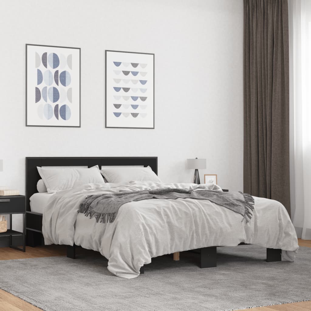 Cadre de lit sans matelas noir 135x190 cm