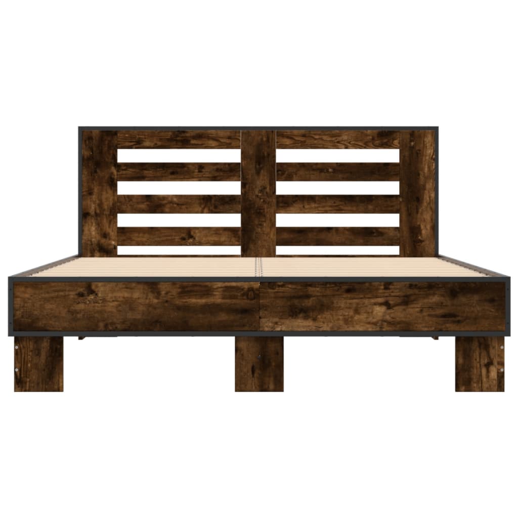 Bed frame without mattress smoked oak 135x190 cm