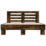 Bed frame without mattress smoked oak 135x190 cm