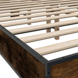 Bed frame without mattress smoked oak 135x190 cm