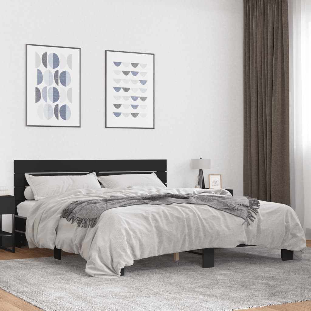 Cadre de lit sans matelas noir 200x200 cm