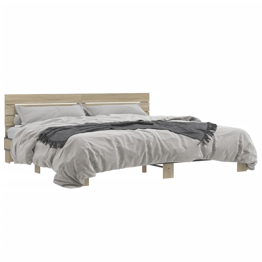 Bed frame without mattress sonoma oak 200x200 cm