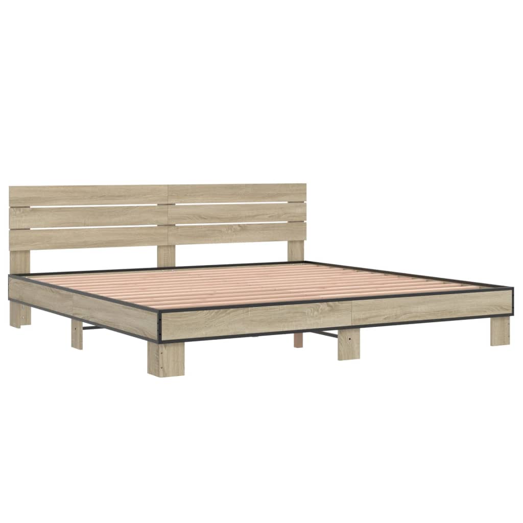 Bed frame without mattress sonoma oak 200x200 cm