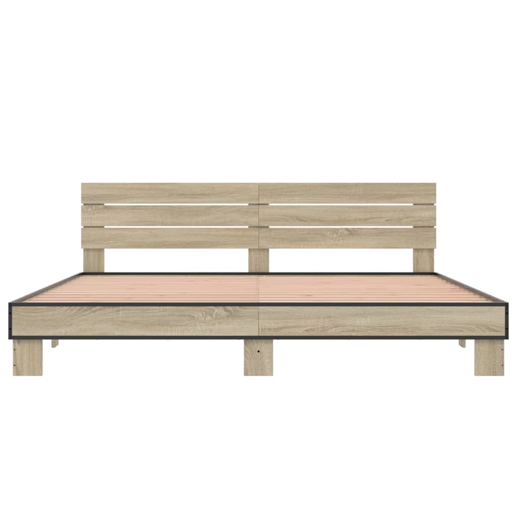 Bed frame without mattress sonoma oak 200x200 cm