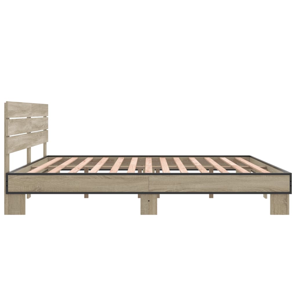 Bed frame without mattress sonoma oak 200x200 cm