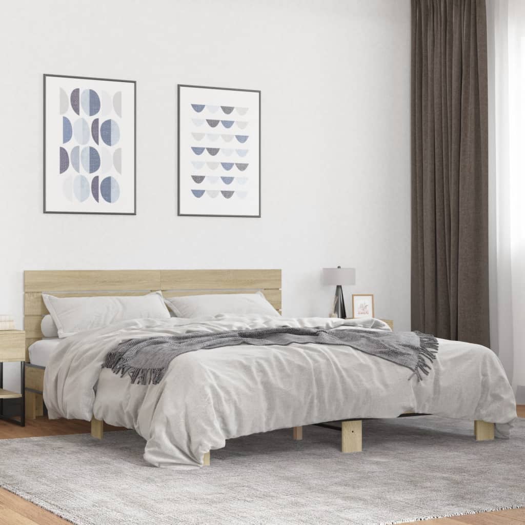 Bed frame without mattress sonoma oak 200x200 cm