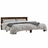 Bed frame without mattress smoked oak 200x200 cm