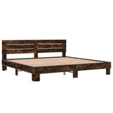 Bed frame without mattress smoked oak 200x200 cm