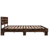 Bed frame without mattress smoked oak 200x200 cm