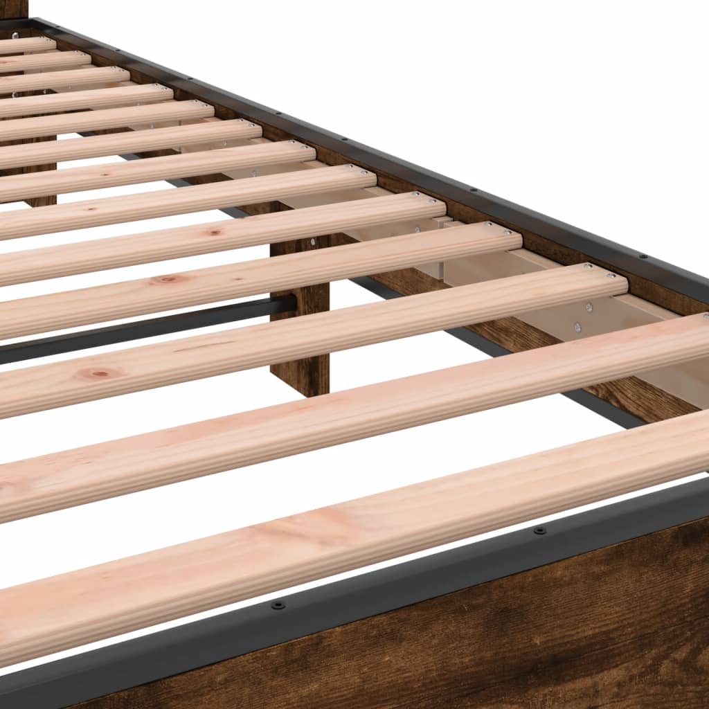 Bed frame without mattress smoked oak 200x200 cm