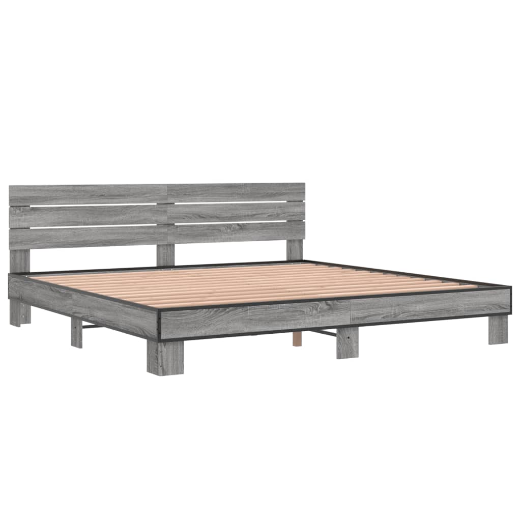 Bed frame without mattress sonoma gray 200x200 cm