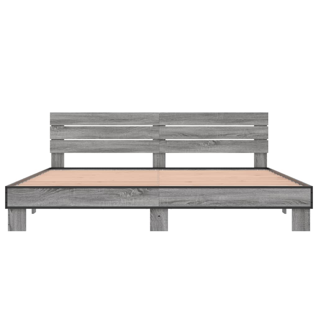 Bed frame without mattress sonoma gray 200x200 cm