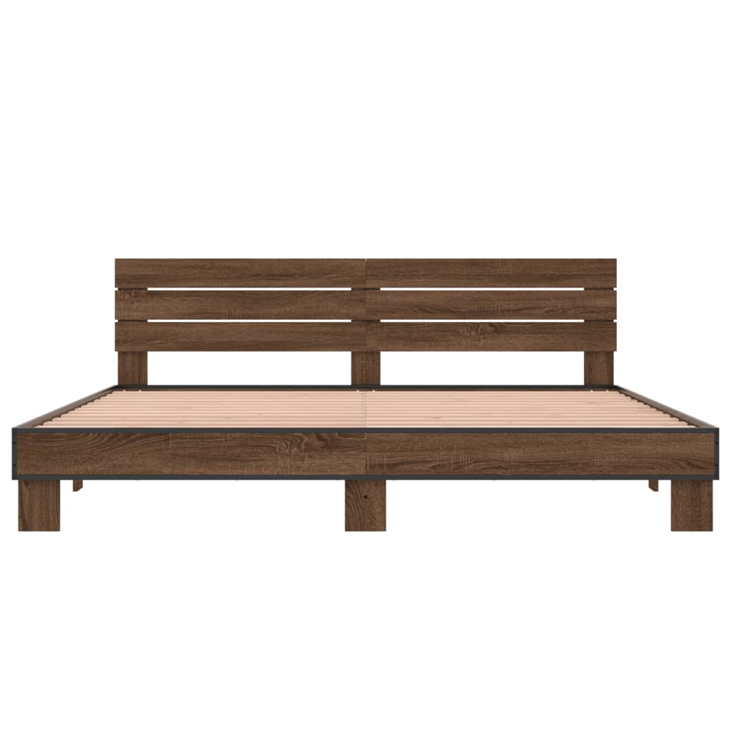 Bed frame without mattress brown oak 200x200 cm