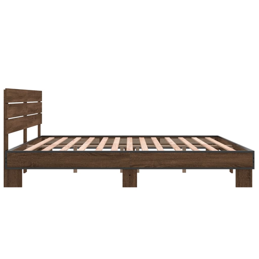 Bed frame without mattress brown oak 200x200 cm